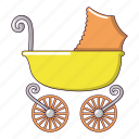 baby, born, carriage, cartoon, object, vintage, white