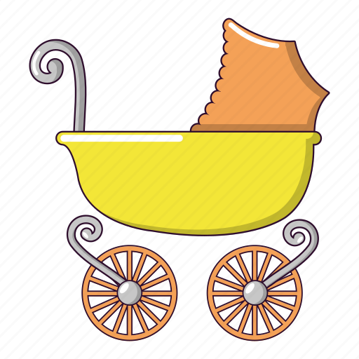 Baby, born, carriage, cartoon, object, vintage, white icon - Download on Iconfinder