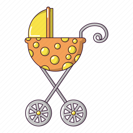 Baby, born, carriage, cartoon, elegant, object, white icon - Download on Iconfinder