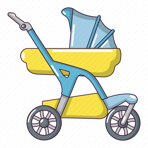 Baby, born, carriage, cartoon, designer, object, white icon - Download on Iconfinder