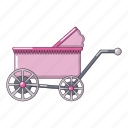 ancient, baby, born, carriage, cartoon, object, white