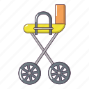baby, born, carriage, cartoon, object, white, yellow