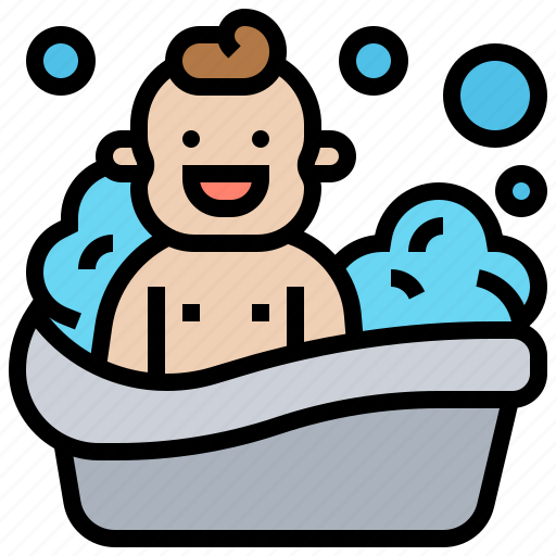 Baby, bathtub, bubbles, happy, hygiene icon - Download on Iconfinder