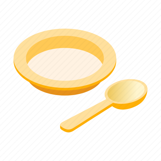Baby, eat, isometric, object, plate, set, spoon icon - Download on Iconfinder