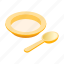 baby, eat, isometric, object, plate, set, spoon 