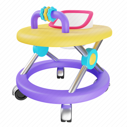 Baby, walker, toddler, chair, infant, roller, toy 3D illustration - Download on Iconfinder