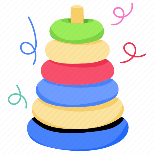 Stacking toy, stacking rings, pyramid stack, toy, plaything sticker - Download on Iconfinder