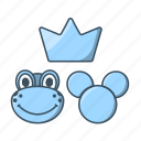 outlet, blue, beads, motive, cute, frog, mickey, crown