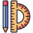 measure, pencil, ruler, tool