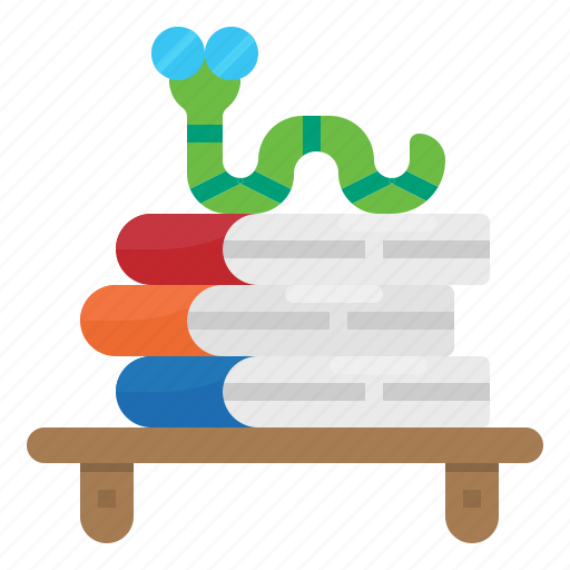 Book, education, school, shelf, worm icon - Download on Iconfinder