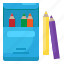 box, color pencil, education, pencil, school 