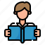 avatar, book, man, reading, student 