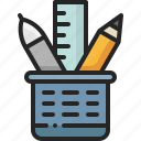 ruler, draw, pen, pencil, equipment, holder, stationery