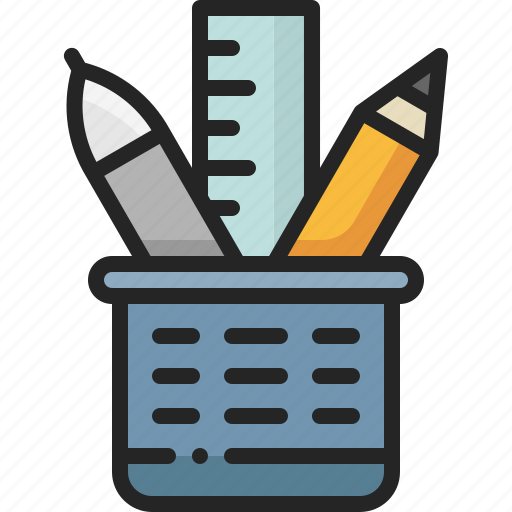 Ruler, draw, pen, pencil, equipment, holder, stationery icon - Download on Iconfinder