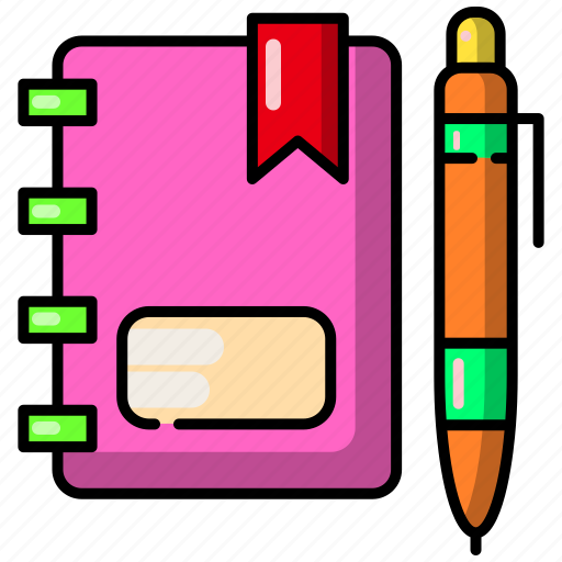 Notebook, book, pen, study, bookmark icon - Download on Iconfinder