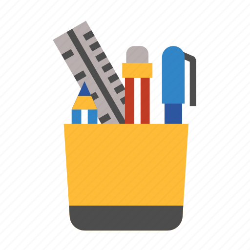 School, pencil pot, pencil case, pencil box, stationery, geometry box, pen cup icon - Download on Iconfinder