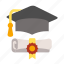 diploma, education, graduate, graduation, hat, degree, certificate 