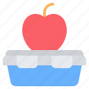 lunch, box, food, container, kitchenware, apple, school 