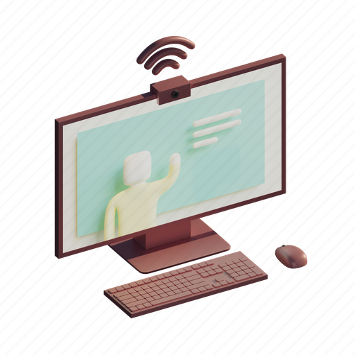 Computer, desktop, online, learning, education 3D illustration - Download on Iconfinder