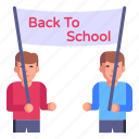 school banner, back to school, students, pupils, school children