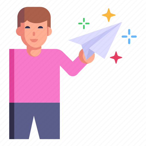 Paper plane, student playing, origami, paper airplane, playing kid icon - Download on Iconfinder