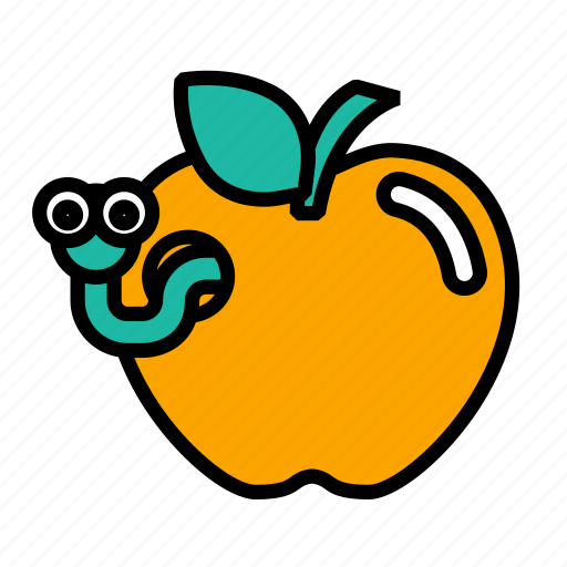 Education, school, worm, bookworm, organic, fruit, study icon - Download on Iconfinder
