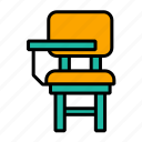 chair, classroom, furniture, lecture chair, school, student chair, chair desk