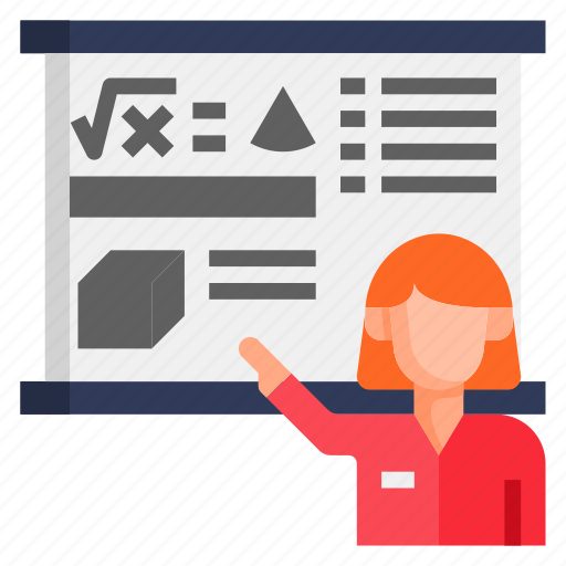 Lecture, teacher, teaching, presentation, woman, education, school icon - Download on Iconfinder