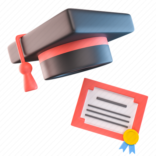 Graduation, diploma, hat, cap, university, school, college 3D illustration - Download on Iconfinder