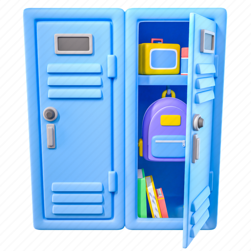 Locker, school, class, books, school supplies, education, learning 3D illustration - Download on Iconfinder