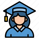 female student, graduating student, graduation cap