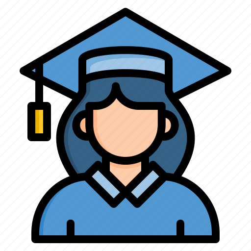 Female student, graduating student, graduation cap icon - Download on Iconfinder