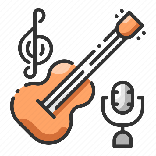 Guitar, microphone, music, musician, note, singer, subjects icon - Download on Iconfinder