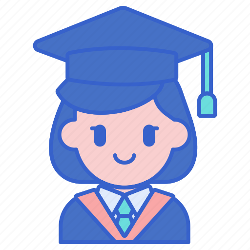 Female, student, with, graduation, hat icon - Download on Iconfinder
