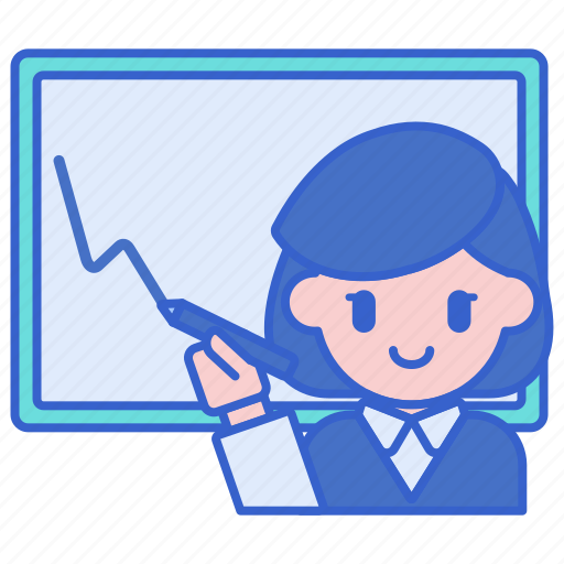 Female, teacher, with, whiteboard icon - Download on Iconfinder