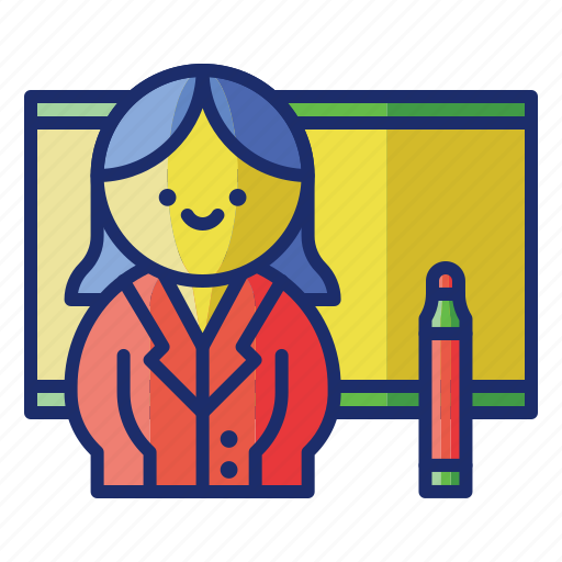 Marker, teacher, whiteboard, female icon - Download on Iconfinder
