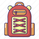 adventure, backpack, bag, cartoon, haversack, object, student