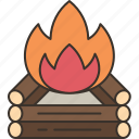 bonfire, fire, camping, warm, night