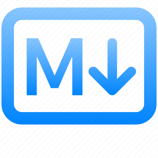 Markdown, format, mark, down, arrow, sign, badge icon - Download on Iconfinder