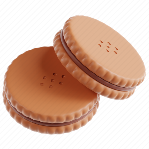 Cream biscuit, food, sweet, cream, biscuit, cookie 3D illustration - Download on Iconfinder