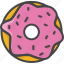 bakery, donut, doughnut, filled, food, outline, pastry 