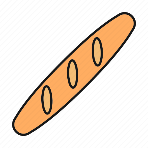 Baguette, bakery, bread, food, french, loaf, long loaf icon - Download on Iconfinder