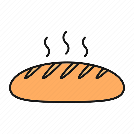Bakery, bread, bread loaf, food, fresh, hot, long loaf icon - Download on Iconfinder