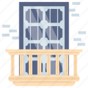 window, balcony, energy, efficient, brick wall, solar panel, wooden grill 