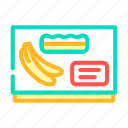banana, box, packing, fruit, food, yellow