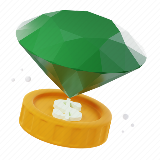 Diamond, coin, cash, banking, finance, gem, jewel 3D illustration - Download on Iconfinder