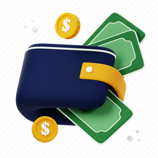 Wallet, dollar, money, coin, cash, business, banking 3D illustration - Download on Iconfinder