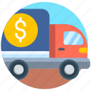 truck, delivery, shipping, package, money