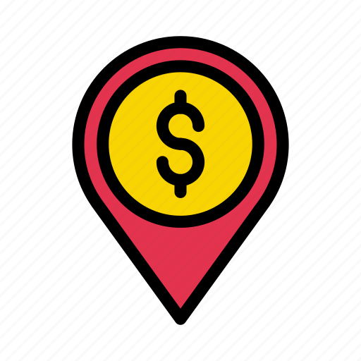 Bank, currency, dollar, location, map icon - Download on Iconfinder