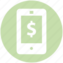 dollar, mobile, mobile phone, online marketing, online shopping, phone, smartphone